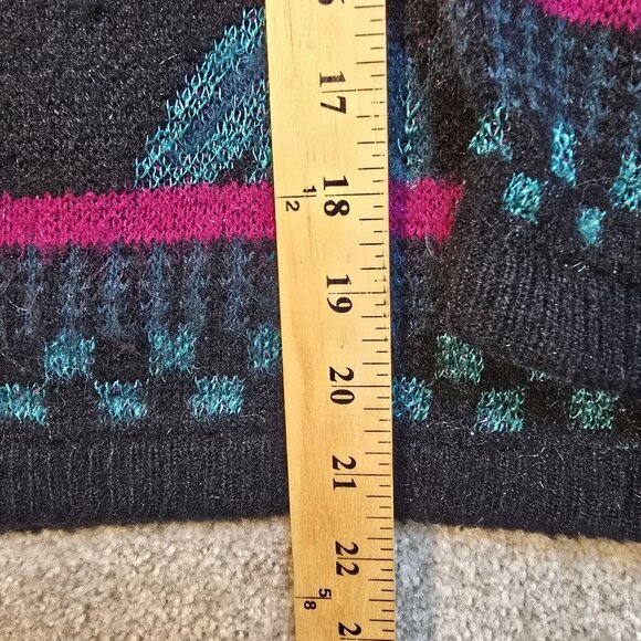 Koret Career VTG Sweater Pullover Colorful Floral Acrylic Nylon Black Women's L - Picture 3 of 11